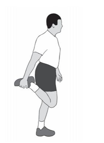 standing quadriceps stretch - knee recovery exercise