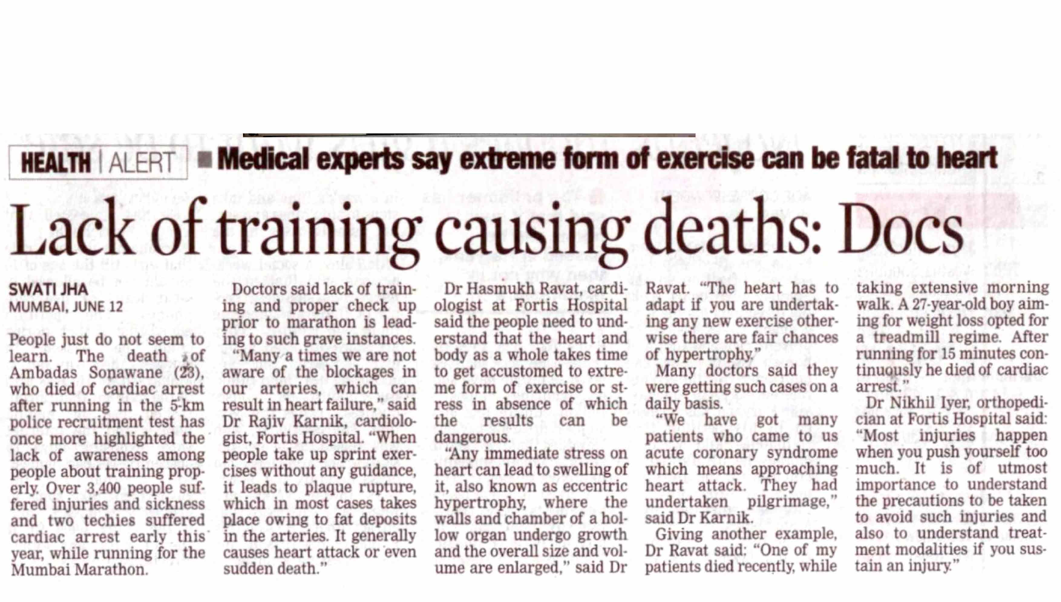 extreme exercise can be fatal for health & heart